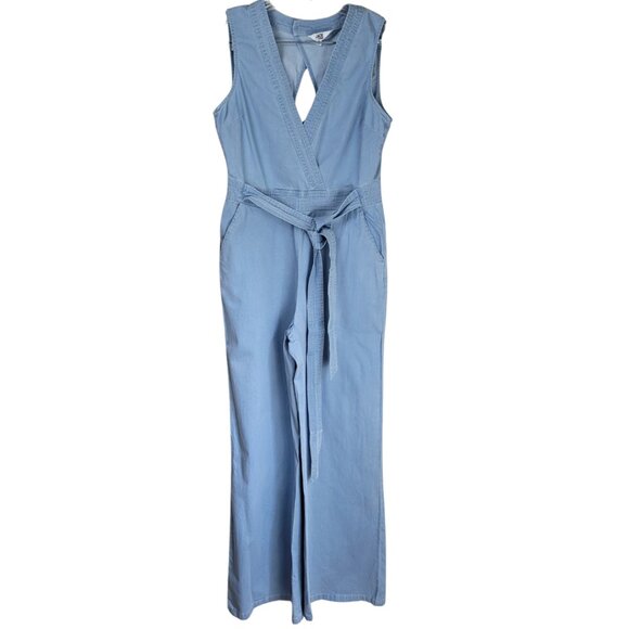 Jack by BB Dakota Suko Blue Chambray Jumpsuit Wide Leg - Picture 5 of 16